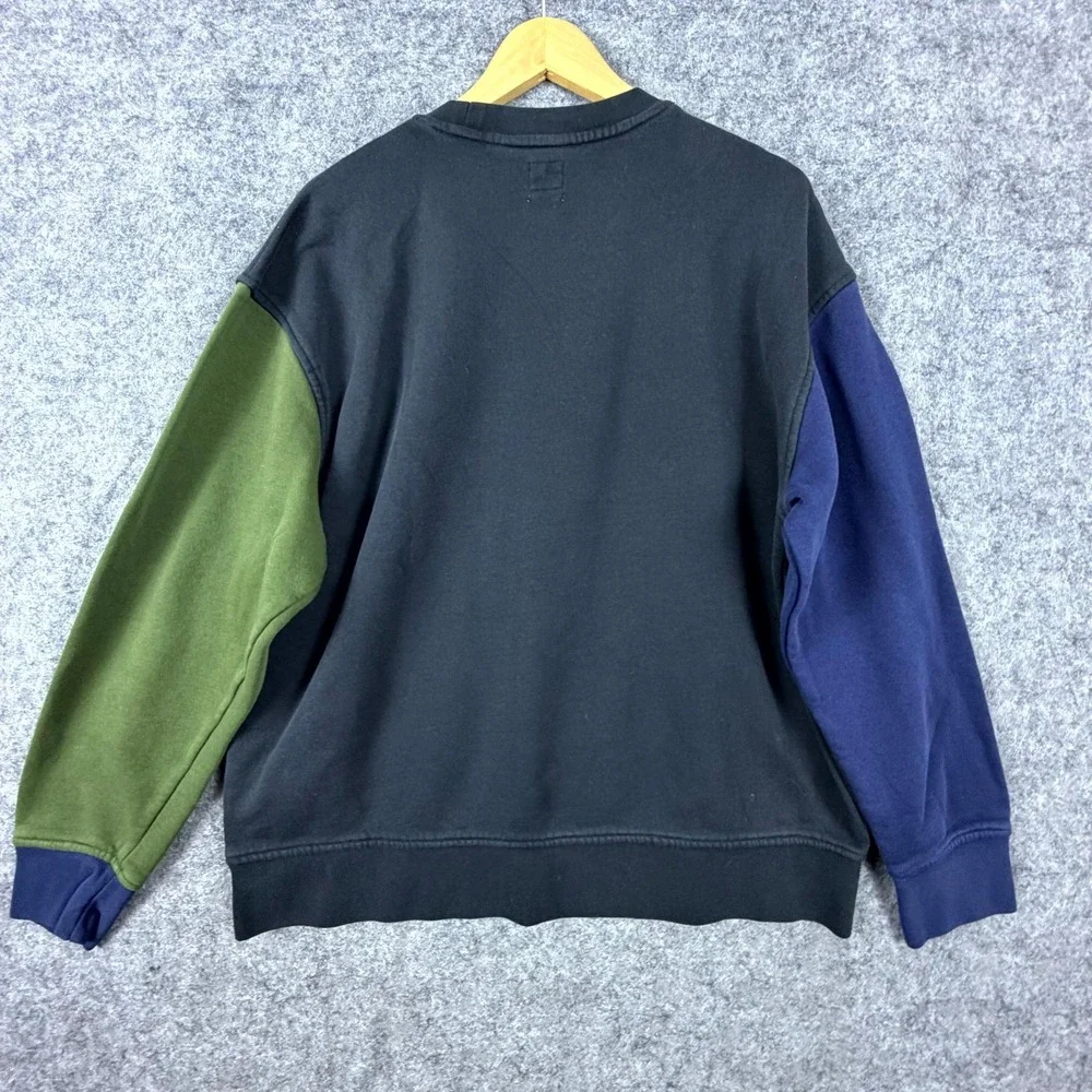 Levi's Sweatshirt Mens Large Black Blue Green Colorblock Cotton Relaxed Fit